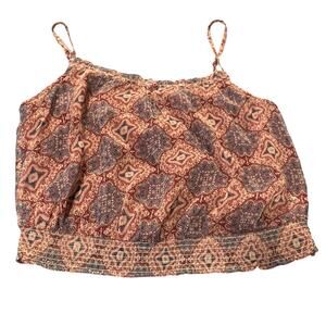 American Eagle Outfitters Paisley Print Spaghetti Strap Tank in Rust and Navy